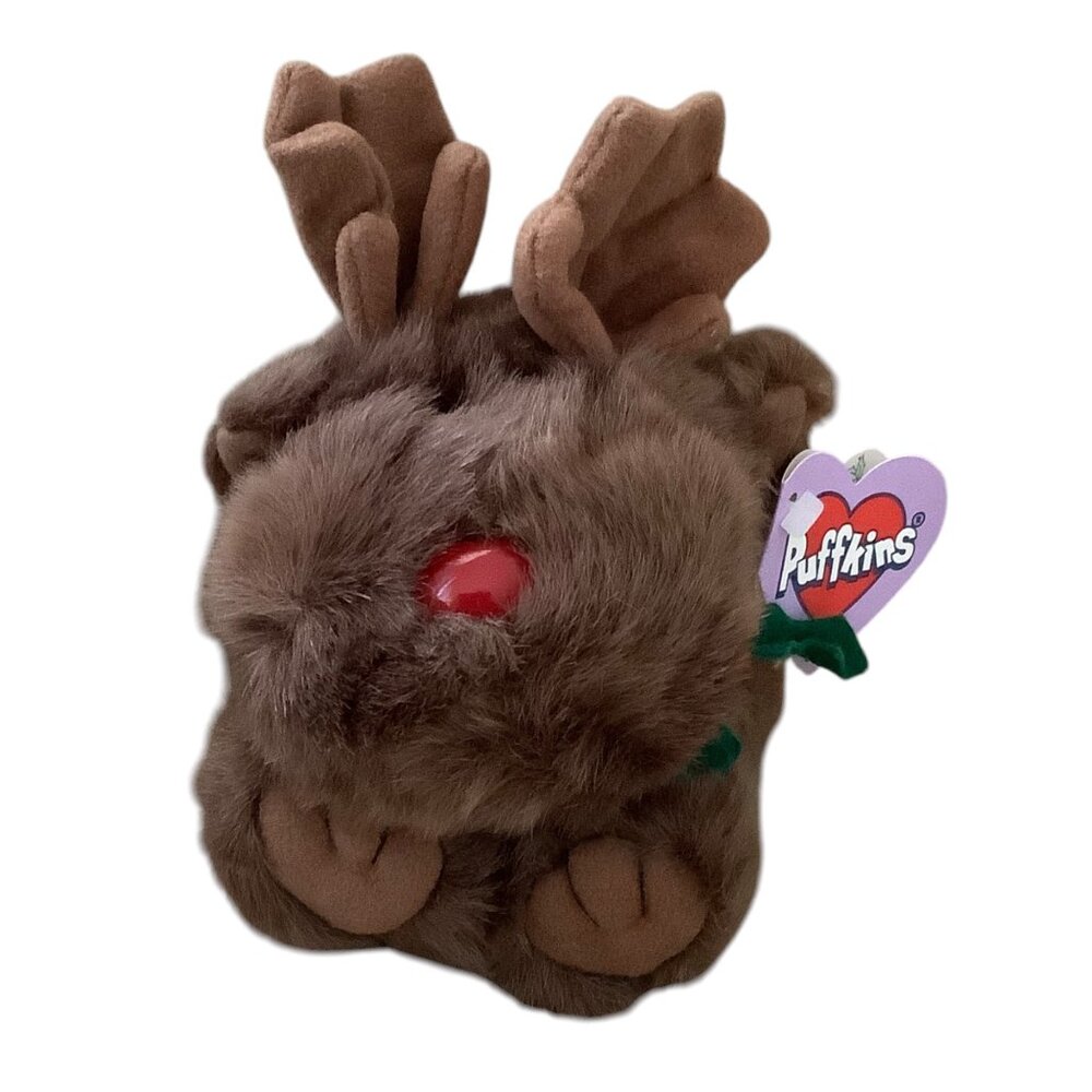 Vtg Puffkins Moosletoe Plush Reindeer With Red‎ Nose Antlers Stuffed Animal 5.5"